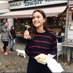 NWT Red Navy Striped Bernadette Sweater